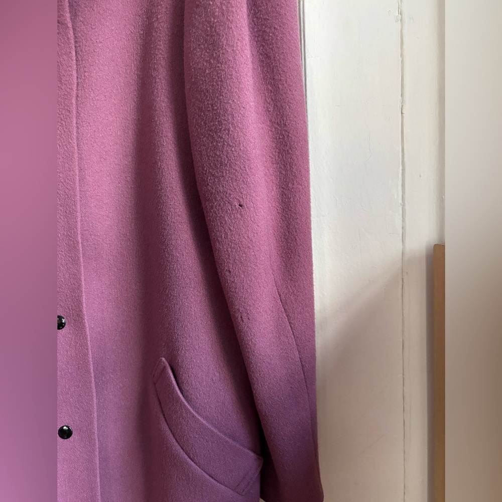 Women's Mauve Pea Coat with Puffed Structured Shoulder - Picture 12 of 14